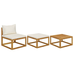 vidaXL Sofa Set Outdoor Wooden Lounge Set with Cushions Solid Wood Acacia - cream, middle + footrest + table
