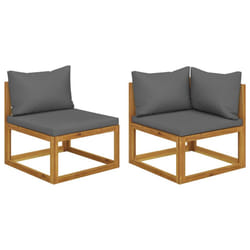 vidaXL Sofa Set Outdoor Wooden Lounge Set with Cushions Solid Wood Acacia - dark grey, corner + middle