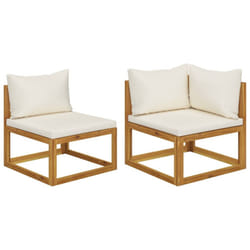 vidaXL Sofa Set Outdoor Wooden Lounge Set with Cushions Solid Wood Acacia - cream, corner + middle
