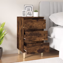 vidaXL Bedside Cabinet Engineered Wood End Table Nightstand Multi Colours - smoked oak - Additional view 2