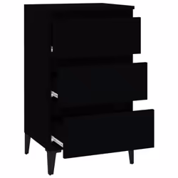 vidaXL Bedside Cabinet Side Table Nightstand Telephone Stand Engineered Wood - black - Additional view 5