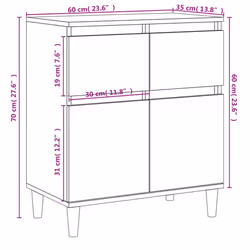 vidaXL Sideboard Cabinet Cupboard Highboard Home Organiser Engineered Wood - grey sonoma