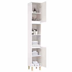 vidaXL Bathroom Cabinet Cupboard Tallboy Unit Storage Cabinet Engineered Wood - white - Additional view 4