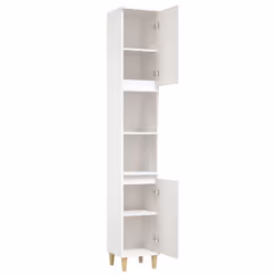 vidaXL Bathroom Cabinet Cupboard Tallboy Unit Storage Cabinet Engineered Wood - white - Additional view 6