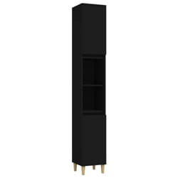 vidaXL Bathroom Cabinet Cupboard Tallboy Unit Storage Cabinet Engineered Wood - black