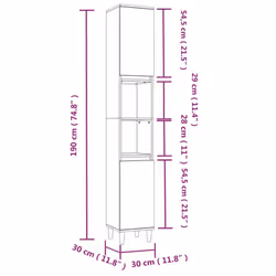 vidaXL Bathroom Cabinet Cupboard Tallboy Unit Storage Cabinet Engineered Wood - black
