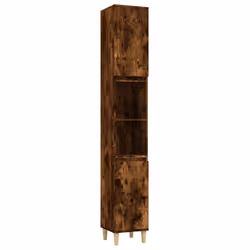 vidaXL Bathroom Cabinet Cupboard Tallboy Unit Storage Cabinet Engineered Wood - smoked oak