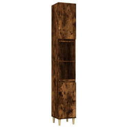 vidaXL Bathroom Cabinet Cupboard Tallboy Unit Storage Cabinet Engineered Wood - smoked oak