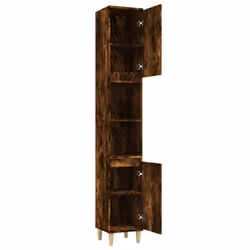 vidaXL Bathroom Cabinet Cupboard Tallboy Unit Storage Cabinet Engineered Wood - smoked oak - Additional view 6