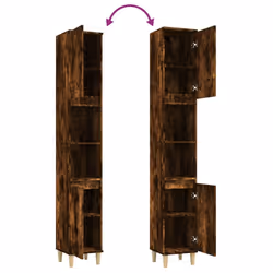 vidaXL Bathroom Cabinet Cupboard Tallboy Unit Storage Cabinet Engineered Wood - smoked oak - Additional view 8