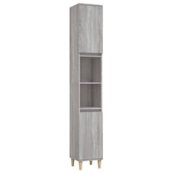 vidaXL Bathroom Cabinet Cupboard Tallboy Unit Storage Cabinet Engineered Wood - grey sonoma