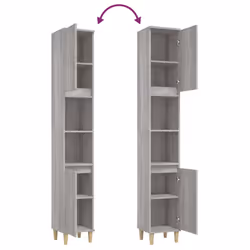vidaXL Bathroom Cabinet Cupboard Tallboy Unit Storage Cabinet Engineered Wood - grey sonoma - Additional view 8