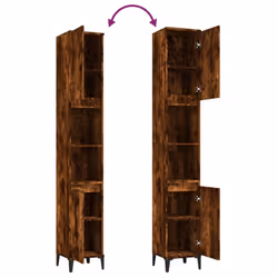 vidaXL Bathroom Cabinet Cupboard Washroom Storage Cabinet Engineered Wood - smoked oak - Additional view 8