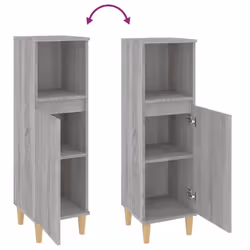 vidaXL Bathroom Cabinet Cupboard Washroom Storage Cabinet Engineered Wood - grey sonoma - Additional view 8