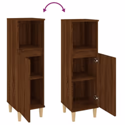 vidaXL Bathroom Cabinet Cupboard Washroom Storage Cabinet Engineered Wood - brown oak - Additional view 8