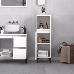 vidaXL Bathroom Cabinet Cupboard Washroom Storage Cabinet Engineered Wood - white - Additional view 2