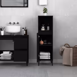 vidaXL Bathroom Cabinet Cupboard Washroom Storage Cabinet Engineered Wood - black