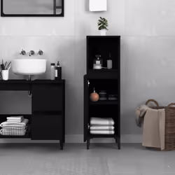 vidaXL Bathroom Cabinet Cupboard Washroom Storage Cabinet Engineered Wood - black - Additional view 5