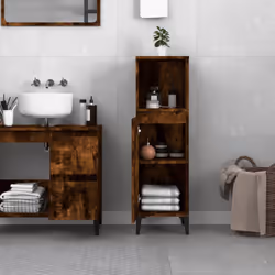 vidaXL Bathroom Cabinet Cupboard Washroom Storage Cabinet Engineered Wood - smoked oak - Additional view 2