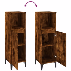 vidaXL Bathroom Cabinet Cupboard Washroom Storage Cabinet Engineered Wood - smoked oak - Additional view 8