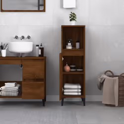 vidaXL Bathroom Cabinet Cupboard Washroom Storage Cabinet Engineered Wood - brown oak