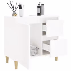 vidaXL Bathroom Cabinet Cupboard Washroom Storage Cabinet Engineered Wood - white - Additional view 4