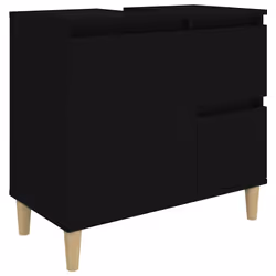 vidaXL Bathroom Cabinet Cupboard Washroom Storage Cabinet Engineered Wood - black