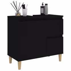vidaXL Bathroom Cabinet Cupboard Washroom Storage Cabinet Engineered Wood - black - Additional view 4