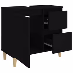 vidaXL Bathroom Cabinet Cupboard Washroom Storage Cabinet Engineered Wood - black - Additional view 5