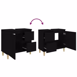vidaXL Bathroom Cabinet Cupboard Washroom Storage Cabinet Engineered Wood - black - Additional view 9