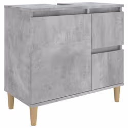 vidaXL Bathroom Cabinet Cupboard Washroom Storage Cabinet Engineered Wood - concrete grey