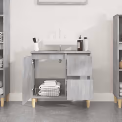 vidaXL Bathroom Cabinet Cupboard Washroom Storage Cabinet Engineered Wood - concrete grey