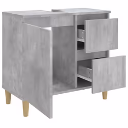 vidaXL Bathroom Cabinet Cupboard Washroom Storage Cabinet Engineered Wood - concrete grey - Additional view 5