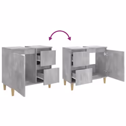 vidaXL Bathroom Cabinet Cupboard Washroom Storage Cabinet Engineered Wood - concrete grey - Additional view 9