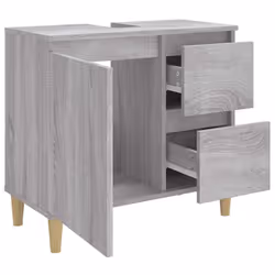 vidaXL Bathroom Cabinet Cupboard Washroom Storage Cabinet Engineered Wood - grey sonoma - Additional view 5
