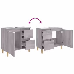 vidaXL Bathroom Cabinet Cupboard Washroom Storage Cabinet Engineered Wood - grey sonoma - Additional view 9