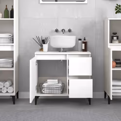 vidaXL Bathroom Cabinet Cupboard Washroom Storage Cabinet Engineered Wood - white