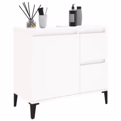 vidaXL Bathroom Cabinet Cupboard Washroom Storage Cabinet Engineered Wood - white - Additional view 4
