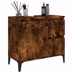 vidaXL Bathroom Cabinet Cupboard Washroom Storage Cabinet Engineered Wood - smoked oak - Additional view 4