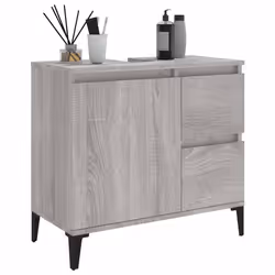 vidaXL Bathroom Cabinet Cupboard Washroom Storage Cabinet Engineered Wood - grey sonoma - Additional view 4