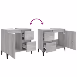 vidaXL Bathroom Cabinet Cupboard Washroom Storage Cabinet Engineered Wood - grey sonoma - Additional view 9