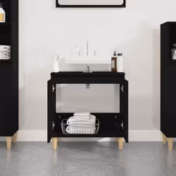 vidaXL Sink Cabinet Vanity Unit Storage Under Sink Cabinet Engineered Wood - black