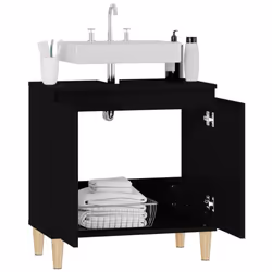 vidaXL Sink Cabinet Vanity Unit Storage Under Sink Cabinet Engineered Wood - black - Additional view 4