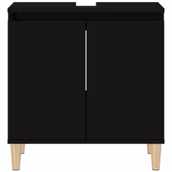 vidaXL Sink Cabinet Vanity Unit Storage Under Sink Cabinet Engineered Wood - black - Additional view 5