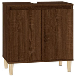 vidaXL Sink Cabinet Vanity Unit Storage Under Sink Cabinet Engineered Wood - brown oak