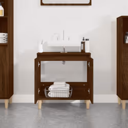 vidaXL Sink Cabinet Vanity Unit Storage Under Sink Cabinet Engineered Wood - brown oak
