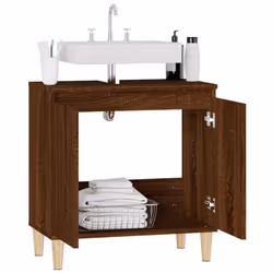 vidaXL Sink Cabinet Vanity Unit Storage Under Sink Cabinet Engineered Wood - brown oak - Additional view 4