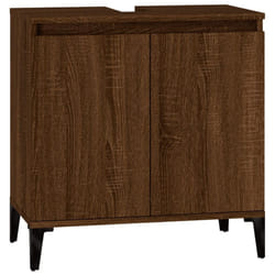 vidaXL Sink Cabinet Vanity Unit Storage Under Sink Cabinet Engineered Wood - brown oak
