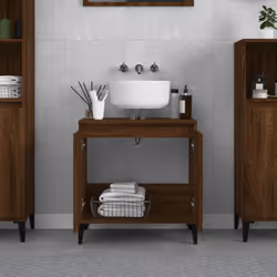 vidaXL Sink Cabinet Vanity Unit Storage Under Sink Cabinet Engineered Wood - brown oak