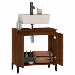 vidaXL Sink Cabinet Vanity Unit Storage Under Sink Cabinet Engineered Wood - brown oak - Additional view 4